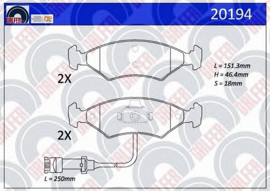 Galfer 20194 - Гальмівні колодки, дискові гальма autozip.com.ua