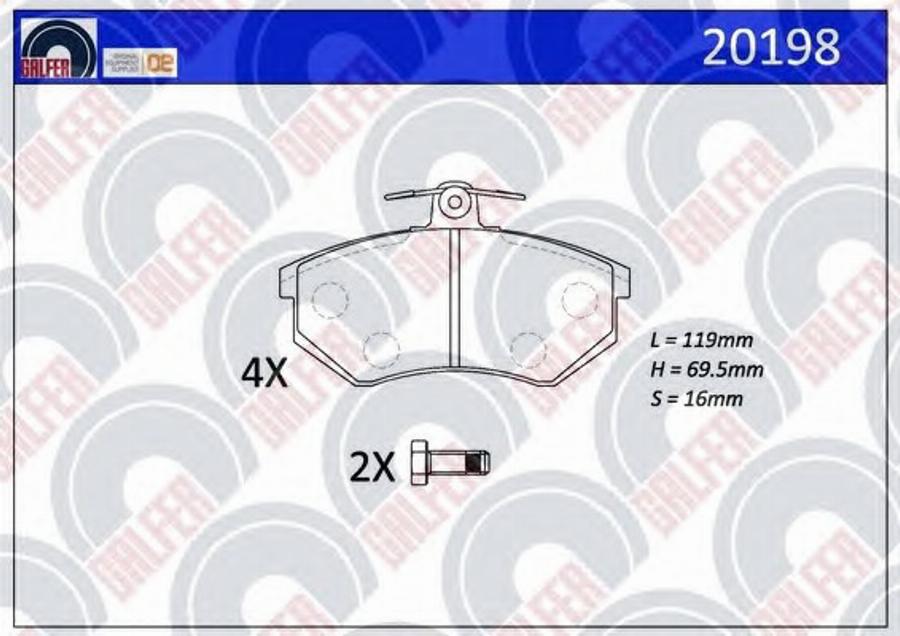 Galfer 20198 - Гальмівні колодки, дискові гальма autozip.com.ua