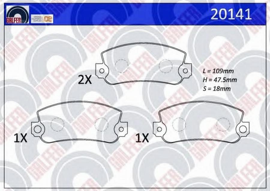Galfer 20141 - Гальмівні колодки, дискові гальма autozip.com.ua