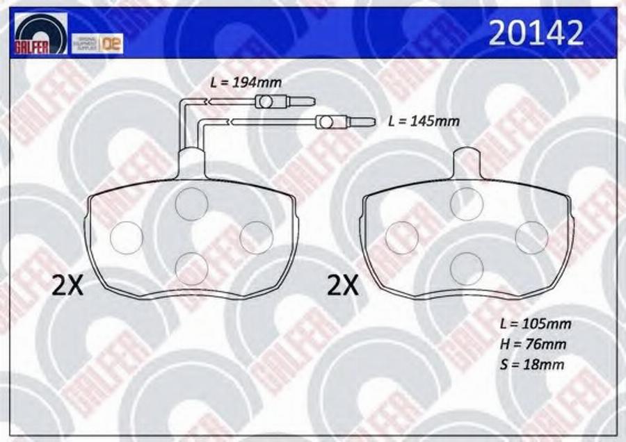 Galfer 20142 - Гальмівні колодки, дискові гальма autozip.com.ua