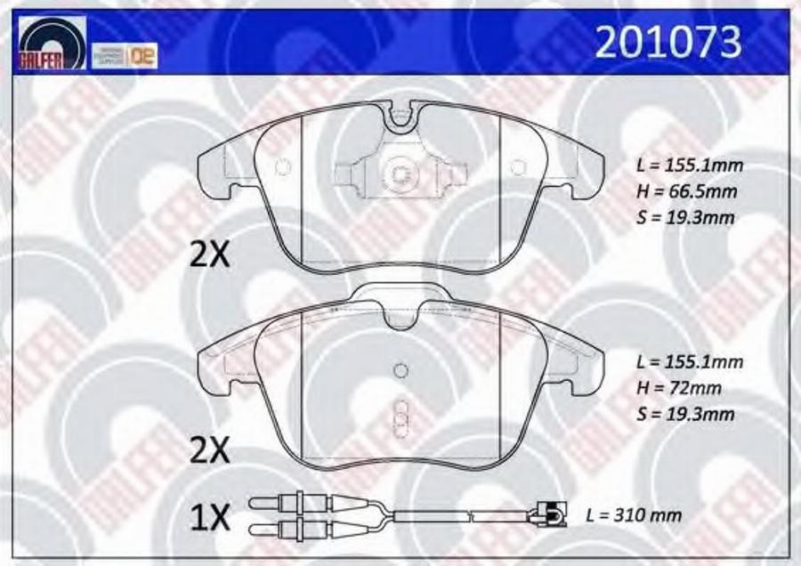 Galfer 201073 - Гальмівні колодки, дискові гальма autozip.com.ua