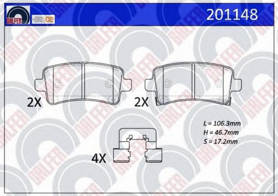 Galfer 201148 - Гальмівні колодки, дискові гальма autozip.com.ua