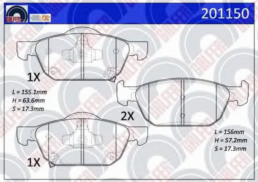 Galfer 201150 - Гальмівні колодки, дискові гальма autozip.com.ua