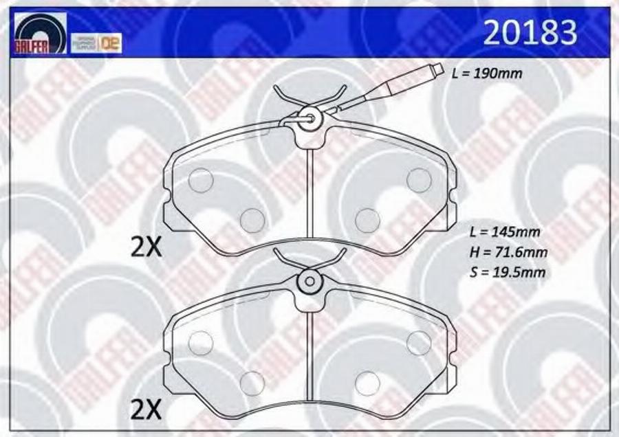 Galfer 20183 - Гальмівні колодки, дискові гальма autozip.com.ua