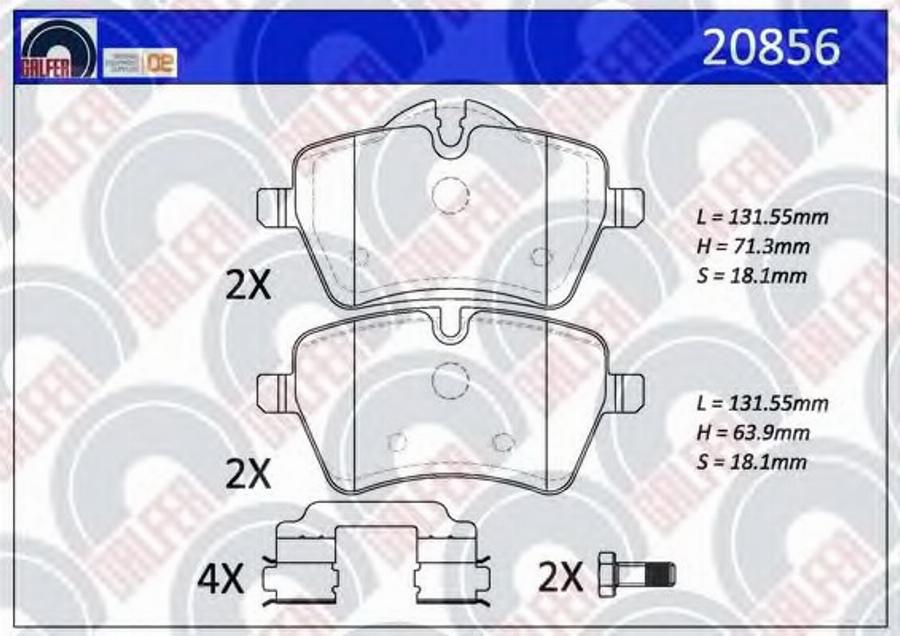 Galfer 20856 - Гальмівні колодки, дискові гальма autozip.com.ua