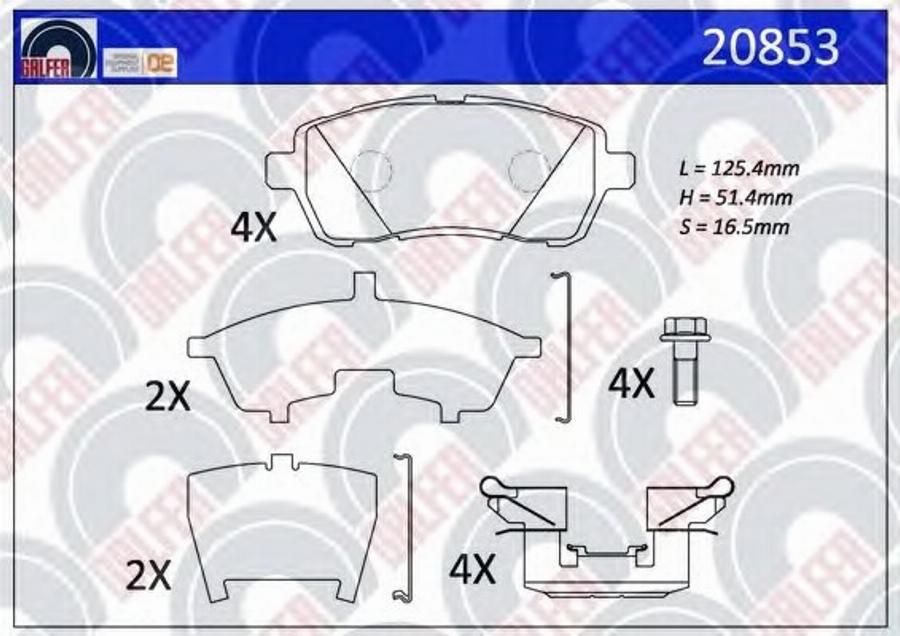 Galfer 20853 - Гальмівні колодки, дискові гальма autozip.com.ua