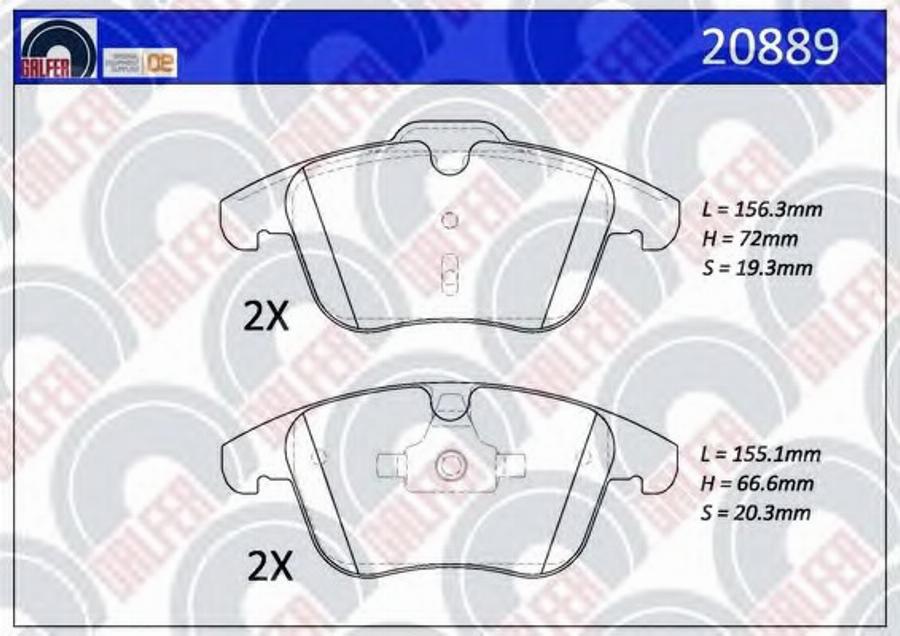 Galfer 20889 - Гальмівні колодки, дискові гальма autozip.com.ua