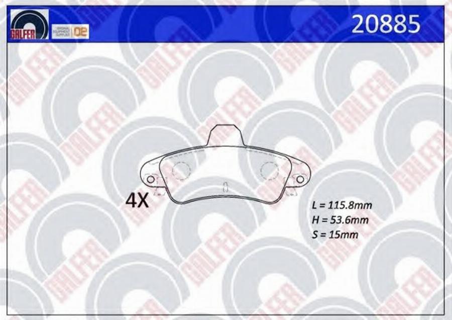 Galfer 20885 - Гальмівні колодки, дискові гальма autozip.com.ua