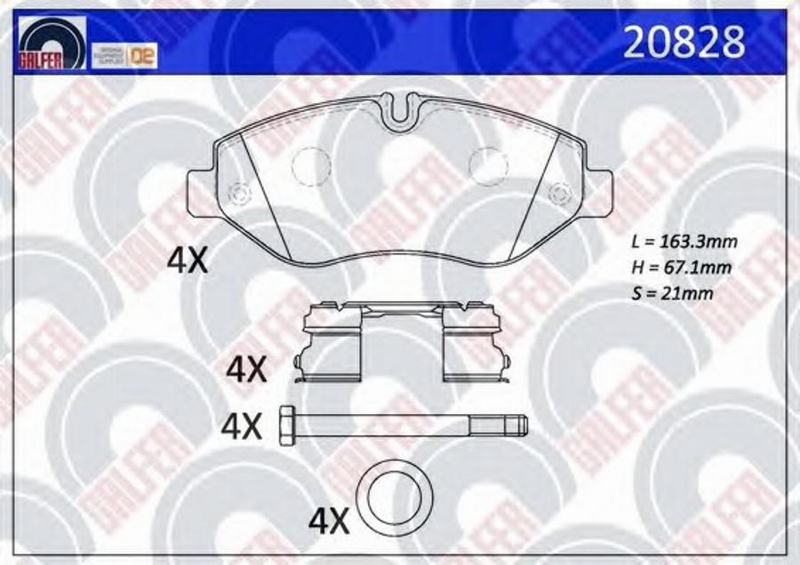 Galfer 20828 - Гальмівні колодки, дискові гальма autozip.com.ua