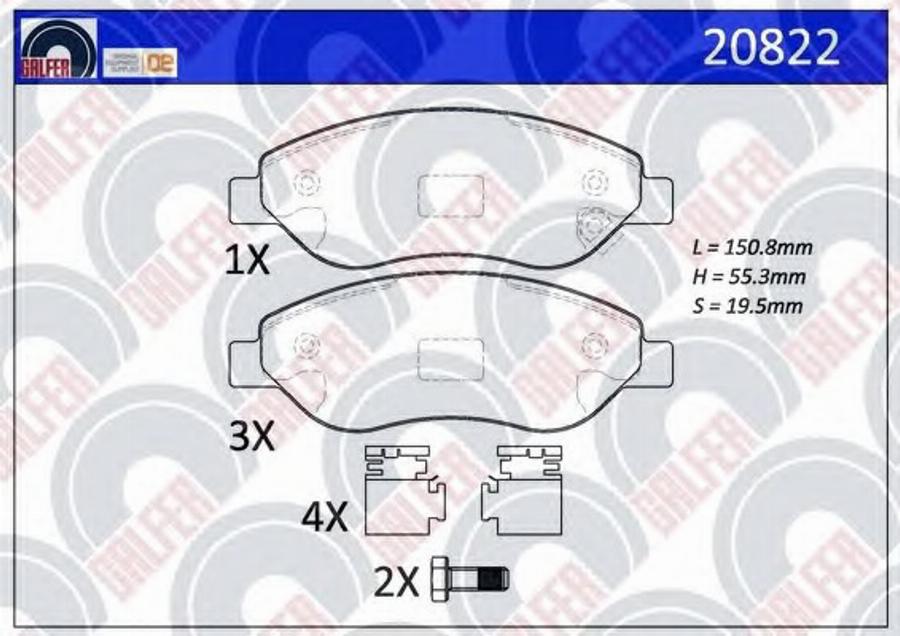 Galfer 20822 - Гальмівні колодки, дискові гальма autozip.com.ua