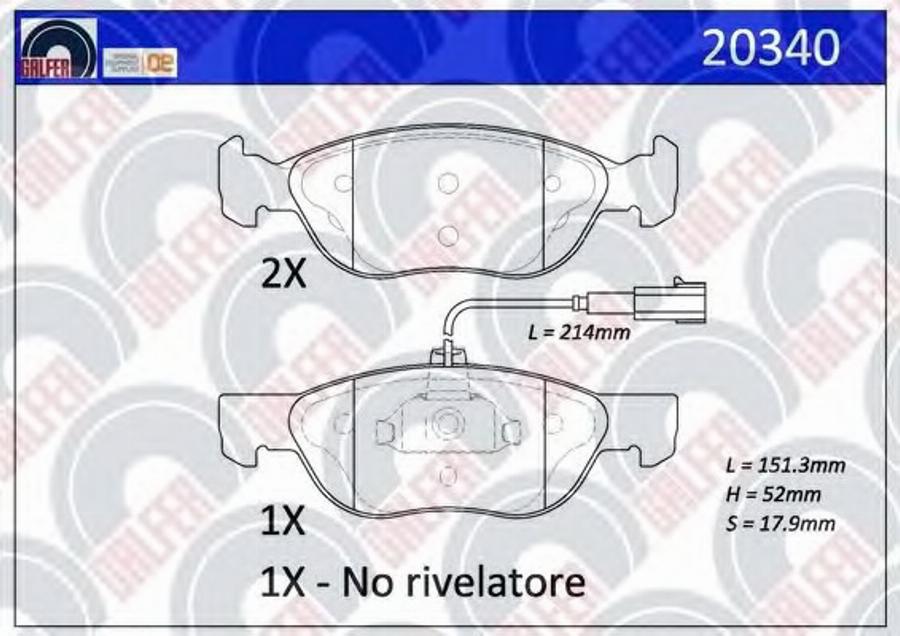 Galfer 20340 - Гальмівні колодки, дискові гальма autozip.com.ua