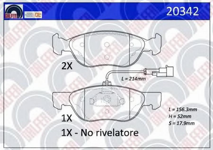 Galfer 20342 - Гальмівні колодки, дискові гальма autozip.com.ua