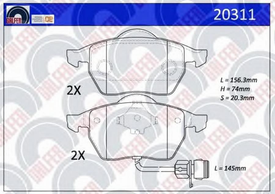 Galfer 20311 - Гальмівні колодки, дискові гальма autozip.com.ua