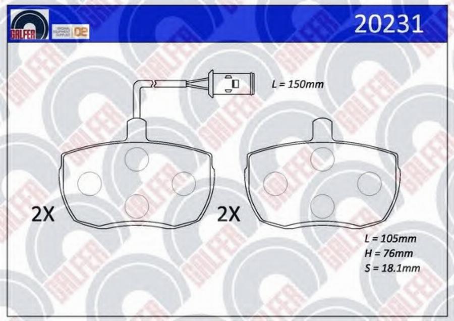 Galfer 20231 - Гальмівні колодки, дискові гальма autozip.com.ua