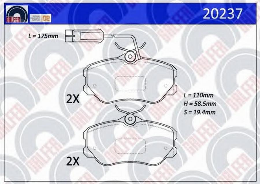 Galfer 20237 - Гальмівні колодки, дискові гальма autozip.com.ua