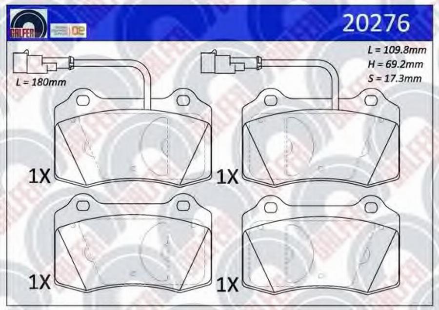 Galfer 20276 - Гальмівні колодки, дискові гальма autozip.com.ua