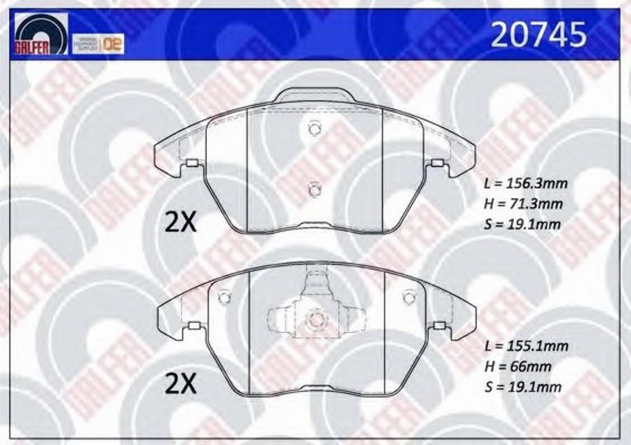 Galfer 20745 - Гальмівні колодки, дискові гальма autozip.com.ua