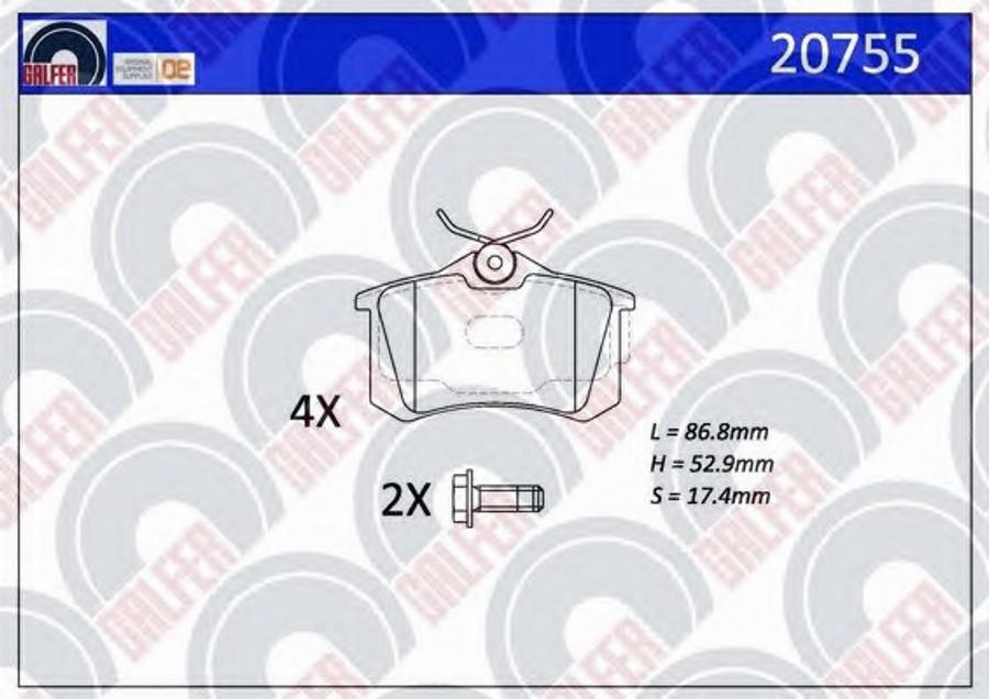 Galfer 20755 - Гальмівні колодки, дискові гальма autozip.com.ua