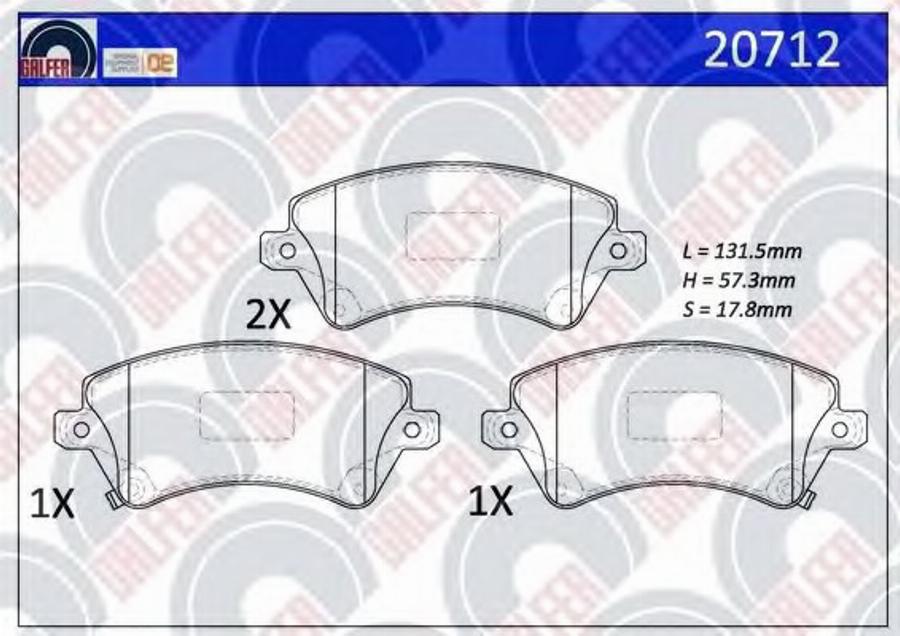 Galfer 20712 - Гальмівні колодки, дискові гальма autozip.com.ua