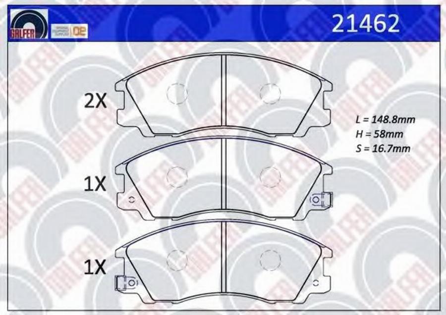 Galfer 21462 - Гальмівні колодки, дискові гальма autozip.com.ua