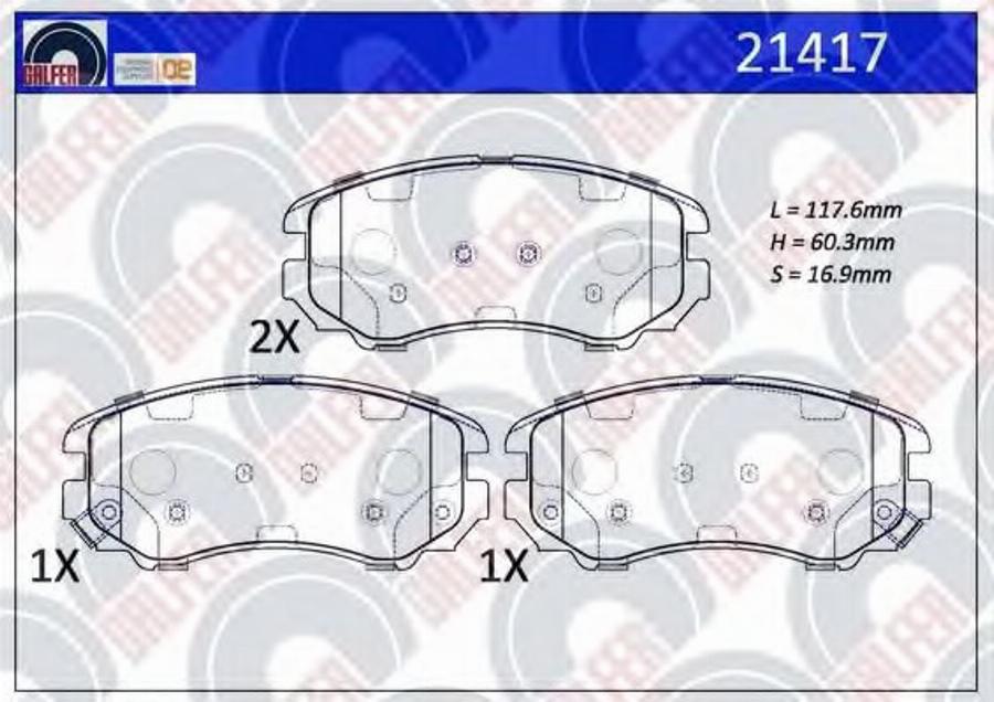 Galfer 21417 - Гальмівні колодки, дискові гальма autozip.com.ua