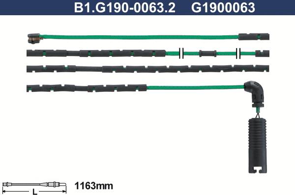 Galfer B1.G190-0063.2 - Сигналізатор, знос гальмівних колодок autozip.com.ua