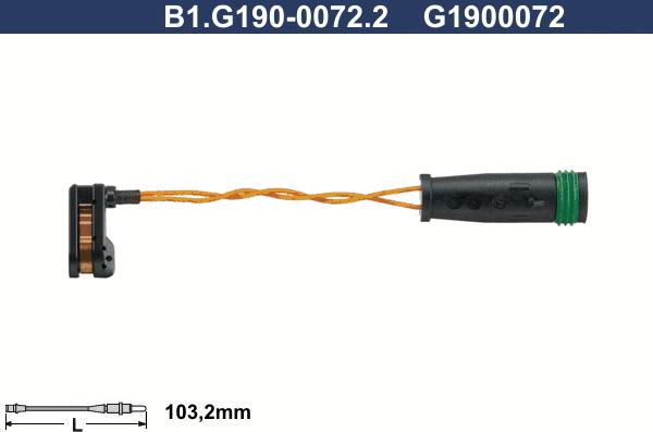 Galfer B1.G190-0072.2 - Сигналізатор, знос гальмівних колодок autozip.com.ua