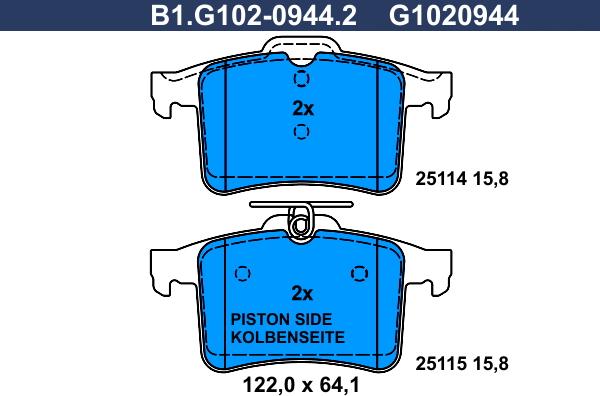 Galfer B1.G102-0944.2 - Гальмівні колодки, дискові гальма autozip.com.ua