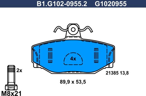 Galfer B1.G102-0955.2 - Гальмівні колодки, дискові гальма autozip.com.ua