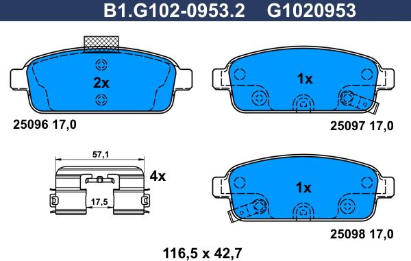 Galfer B1.G102-0953.2 - Гальмівні колодки, дискові гальма autozip.com.ua
