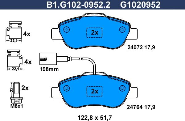 Galfer B1.G102-0952.2 - Гальмівні колодки, дискові гальма autozip.com.ua