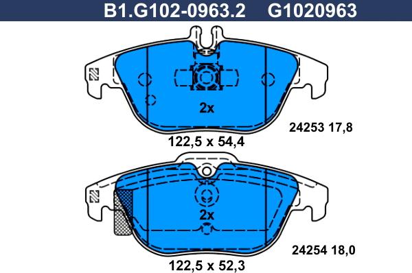 Galfer B1.G102-0963.2 - Гальмівні колодки, дискові гальма autozip.com.ua