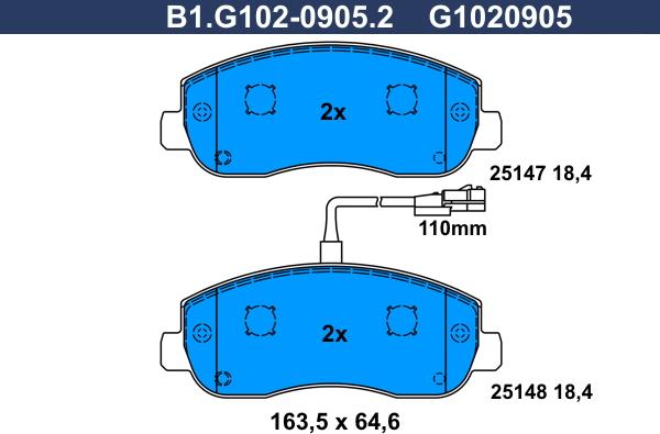 Galfer B1.G102-0905.2 - Гальмівні колодки, дискові гальма autozip.com.ua