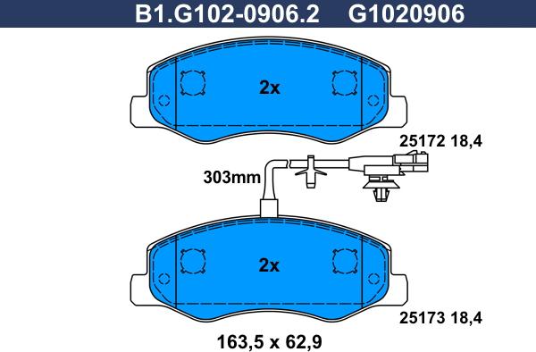 Galfer B1.G102-0906.2 - Гальмівні колодки, дискові гальма autozip.com.ua