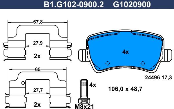 Galfer B1.G102-0900.2 - Гальмівні колодки, дискові гальма autozip.com.ua