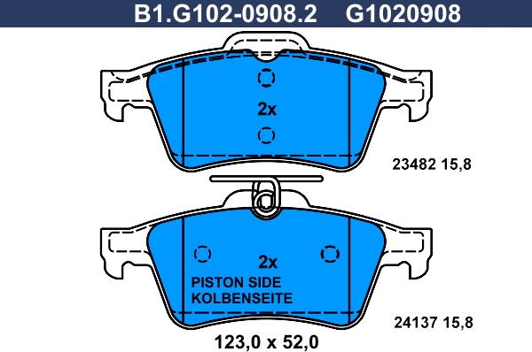 Galfer B1.G102-0908.2 - Гальмівні колодки, дискові гальма autozip.com.ua