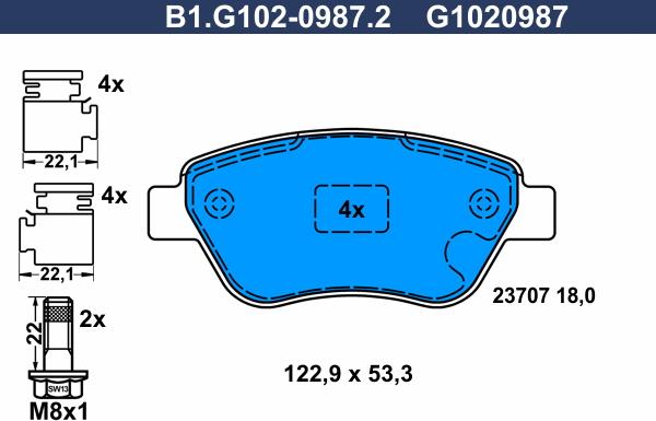 Galfer B1.G102-0987.2 - Гальмівні колодки, дискові гальма autozip.com.ua