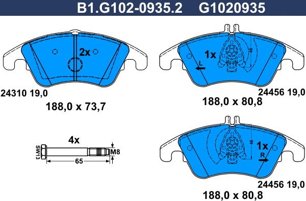Galfer B1.G102-0935.2 - Гальмівні колодки, дискові гальма autozip.com.ua
