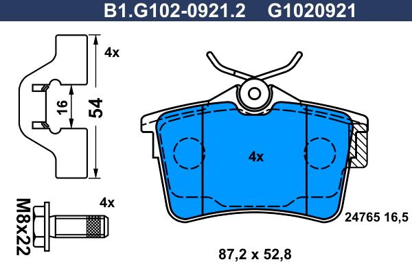 Galfer B1.G102-0921.2 - Гальмівні колодки, дискові гальма autozip.com.ua