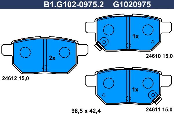 Galfer B1.G102-0975.2 - Гальмівні колодки, дискові гальма autozip.com.ua