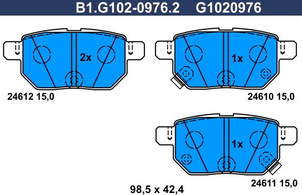 Galfer B1.G102-0976.2 - Гальмівні колодки, дискові гальма autozip.com.ua