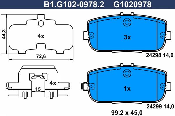 Galfer B1.G102-0978.2 - Гальмівні колодки, дискові гальма autozip.com.ua