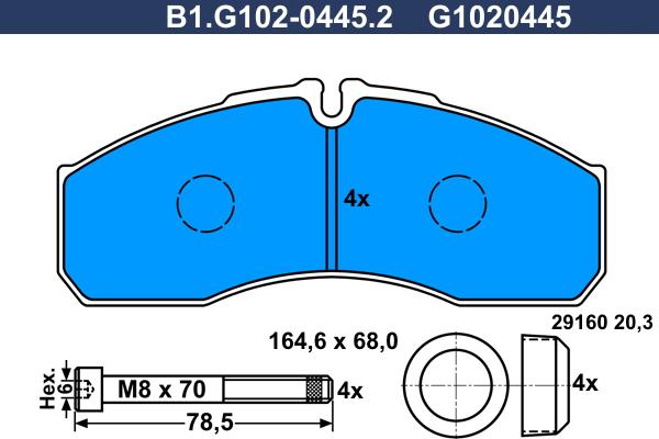 Galfer B1.G102-0445.2 - Гальмівні колодки, дискові гальма autozip.com.ua