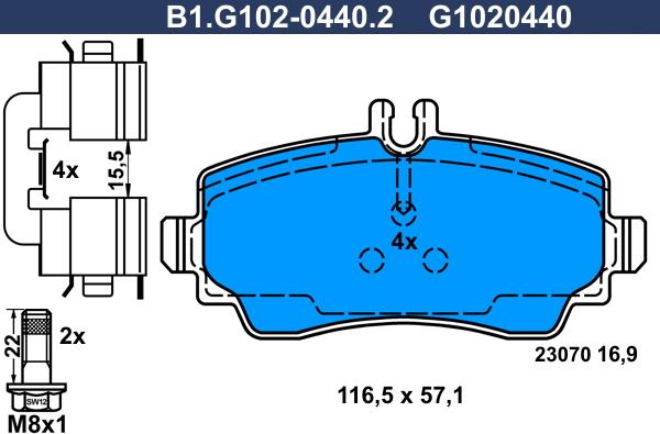 Galfer B1.G102-0440.2 - Гальмівні колодки, дискові гальма autozip.com.ua