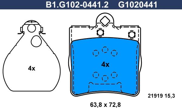 Galfer B1.G102-0441.2 - Гальмівні колодки, дискові гальма autozip.com.ua