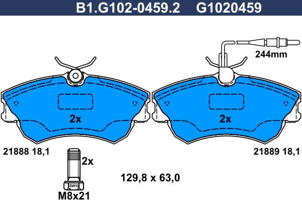 Galfer B1.G102-0459.2 - Гальмівні колодки, дискові гальма autozip.com.ua