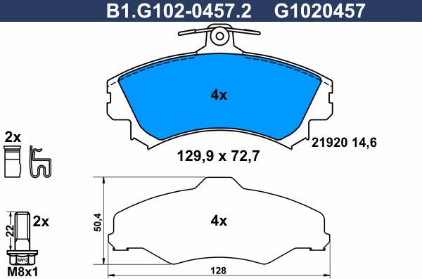 Galfer B1.G102-0457.2 - Гальмівні колодки, дискові гальма autozip.com.ua