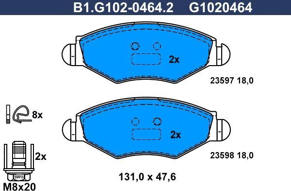 Galfer B1.G102-0464.2 - Гальмівні колодки, дискові гальма autozip.com.ua