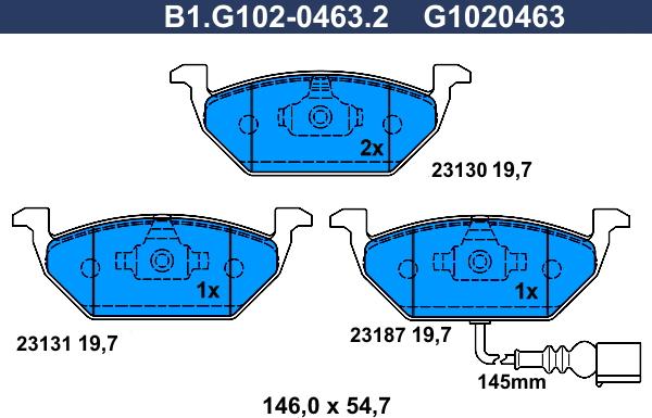 Galfer B1.G102-0463.2 - Гальмівні колодки, дискові гальма autozip.com.ua