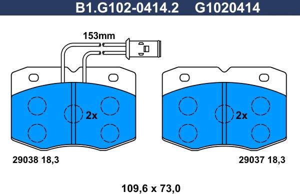 Galfer B1.G102-0414.2 - Гальмівні колодки, дискові гальма autozip.com.ua